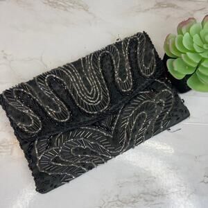 Vintage Beaded Black La Regale Clutch